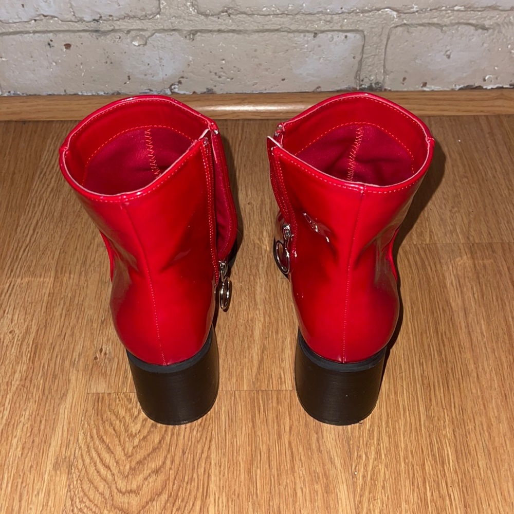 red latex boots